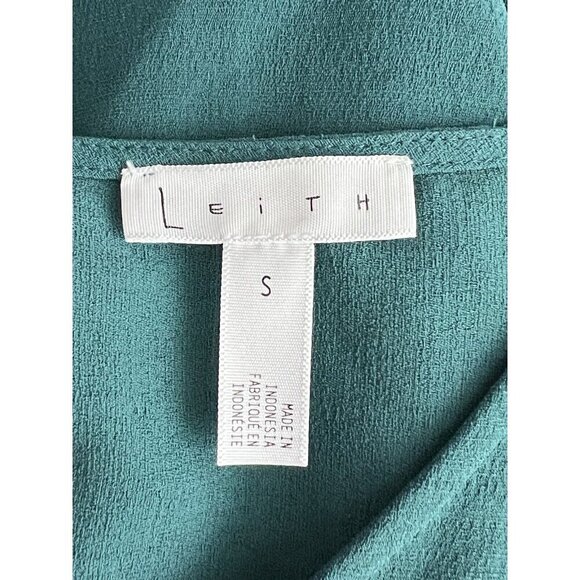 Leith Shift Dress Size S Teal Blue Boxy Pockets‎ V-Neck Woven Pleat Detail NWT - Picture 5 of 11